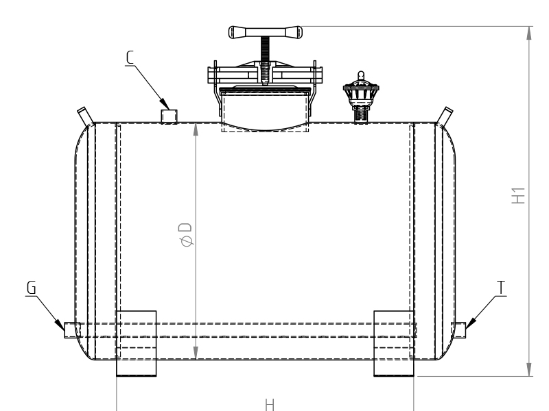 Horizontal Fertilizer tank dimensions